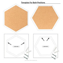 Load image into Gallery viewer, 4 Packs Cork Boards Hexagon Shape with White Framed Bulletin Board Modern Decorative Cork Boards for School, Home,Office(Set Including 40 Push Pins,Hardware and Template)