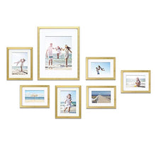Load image into Gallery viewer, Mimosa Moments Gallery Wall Frame Set with mat for one 8x10, two 5x7 and four 4x6 pictures (Gold, 7 pcs set)