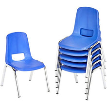 Load image into Gallery viewer, Amazon Basics School Classroom Stack Chair, 16-Inch Seat Height - 6-Pack, Chrome Legs, Blue