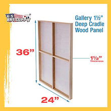 Load image into Gallery viewer, U.S. Art Supply 24" x 36" Birch Wood Paint Pouring Panel Boards, Gallery 1-1/2" Deep Cradle (Pack of 2) - Artist Depth Wooden Wall Canvases - Painting Mixed-Media Craft, Acrylic, Oil, Encaustic