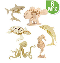 Load image into Gallery viewer, Hands Craft DIY 3D Wooden Puzzle Bundle Set, Pack of 6 Sea Animals Brain Teaser Puzzles | Educational STEM Toy | Safe and Non-Toxic Easy Punch Out Premium Wood | (JP2B5)