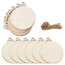 Load image into Gallery viewer, PartyTalk 100pcs Natural Wood Slices 3.5", DIY Wooden Christmas Ornaments Unfinished Predrilled Wood Circles for Crafts Centerpieces Holiday Hanging Decorations