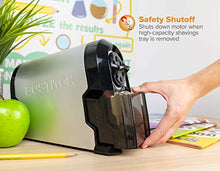 Load image into Gallery viewer, Bostitch Antimicrobial SuperPro Glow Extra Heavy Duty Commercial Classroom Electric Pencil Sharpener with Replaceable Cutter Cartridge System, 6-Hole, Silver/Black (EPS14HC)