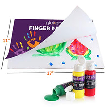 Load image into Gallery viewer, glokers Kids Finger Paint Set – 6 Non-Toxic Washable Kids Paint, 11x17” Finger Paint Pad with 50 Sheets