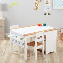 Load image into Gallery viewer, Melissa & Doug Wooden Art Table and 2 Chairs Set – Light Woodgrain/White