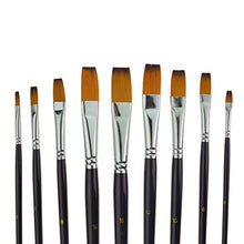 Load image into Gallery viewer, Marrywindix 9pcs Flat Pointed Tip Nylon Hair Acrylic Watercolor Brush Artists Paint Brush Set Black
