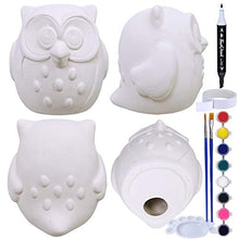 Load image into Gallery viewer, 4 Sets DIY Ceramic Owls Figurines Paint Craft Kit Unpainted Bisque Ceramics Paintable Owls Ceramics Ready to Paint for Holiday at-Home Classroom DIY Craft Project
