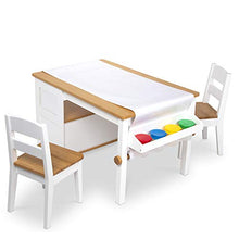 Load image into Gallery viewer, Melissa & Doug Wooden Art Table and 2 Chairs Set – Light Woodgrain/White