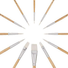 Load image into Gallery viewer, Jerry Q Art 12 PC White Synthetic Hair Round and Flat Paint Brush Set with Short Wood Handle for Acrylic, Watercolor and All Media JQ17931
