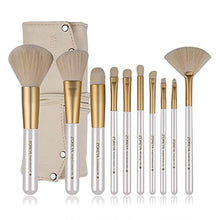 Load image into Gallery viewer, ZOREYA Makeup Brushes 10pc Gold- Premium Quality Non Animal Cruelty Cosmetic Makeup Brush Set with Vegan Leather Make up Organizer Storage Brush Holder Case