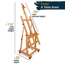 Load image into Gallery viewer, Artina Professional Studio Easel Seattle – Wooden Display Easel on Wheels for The Studio and for a Canvas up to 133.8“