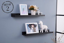 Load image into Gallery viewer, O&K FURNITURE Set of 2 Black Picture Ledge Diaplay Wall Shelf, 18.9" Length