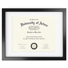 Load image into Gallery viewer, Arteza Document Frame - Displays 11" x 14" Documents w/o Mat or 8.5" x 11" Certificates w/Mat - Wood Finish Frame - Pure Glass Front - Picture Frame for Wall - Gallery Wall