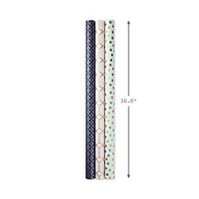 Load image into Gallery viewer, Hallmark All Occasion Reversible Wrapping Paper (Modern Metallics, Pack of 3, 120 sq. ft. ttl.) for Mothers Day, Birthdays, Bridal Showers, Baby Showers, Valentines Day and More
