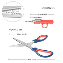Load image into Gallery viewer, Pinking Shears, Zig Zag Scissors, Soft Rubber Grips, Ultra-Sharp, Professional Serrated Scissors for Sewing, Craft, Dressmaking, Great for Many Kinds of Fabrics and Paper, 9 Inch, Dark Blue+Red