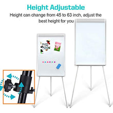 Load image into Gallery viewer, DexBoard Magnetic Whiteboard Easel 24" x 36"|Height Adjustable Dry Erase Board Tripod Office Presentation Board w/ Flipchart Pad, Magnets & Eraser, White