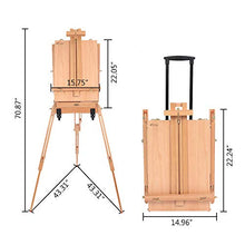 Load image into Gallery viewer, ShowMaven French Style Wheeled Wooden Art Easel with Sketch Box,Portable Travel Drawing Artist Tripod w/Storage Drawer Case,Triangular Floor Stand,Collapsible Folding Outdoor,Oil Painting Painters