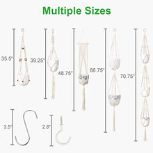 Load image into Gallery viewer, GROWNEER 5 Packs Macrame Plant Hangers with 5 Hooks, Different Tiers, Handmade Cotton Rope Hanging Planters Set Flower Pots Holder Stand, for Indoor Outdoor Boho Home Decor