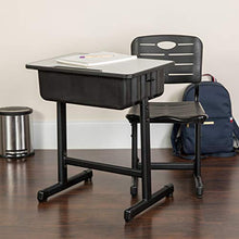 Load image into Gallery viewer, Flash Furniture Adjustable Height Student Desk and Chair with Black Pedestal Frame