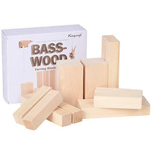 Load image into Gallery viewer, KINGCRAFT 12 Pack Basswood Carving Blocks Soft Solid Wooden Whittling Kit for Whittler Starter Kids