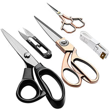 Load image into Gallery viewer, SEBIDER Tailor Scissors Sewing Pinking Shears Fabric Sewing Scissors Set Dressmaker Zig Zag Shears Embroidery Scissors Thread Snips Measuring Tape, for Quilting Needlework Handicraft Scissors(5PCS)