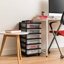 Load image into Gallery viewer, IRIS USA MC-360-TOP Plastic Storage Drawer, Rolling Cart with Organizer Top, 6, Black