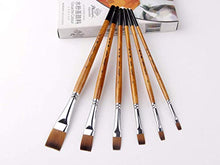 Load image into Gallery viewer, golden maple 6Pcs Japanese Nylon Flat Paint Brush Set Short Wooden Acrylic Handle for Oil Watercolor Acrylic Gouache Paints
