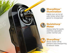 Load image into Gallery viewer, Bostitch Antimicrobial SuperPro Glow Extra Heavy Duty Commercial Classroom Electric Pencil Sharpener with Replaceable Cutter Cartridge System, 6-Hole, Silver/Black (EPS14HC)