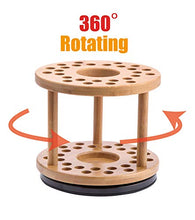 Load image into Gallery viewer, JackCubeDesign 360 Rotating Bamboo Watercolor Paint Brush Holder Water Coloring Brush Organizer Display Stand Tray Rack with 27 Holes and 1 Big Hole – MK441A