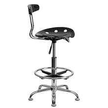 Load image into Gallery viewer, Flash Furniture Vibrant Black and Chrome Drafting Stool with Tractor Seat