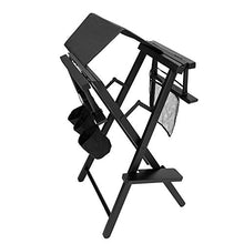 Load image into Gallery viewer, mefeir 31" Height Tall Director Chair Folding Artist Makeup with Replacement Cover, Storage Side Bags, Portable Footrest, Support 250 lbs,Solid Hardwood & Polyester Black