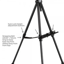 Load image into Gallery viewer, SoHo Urban Artist Travel Painting Field Easel - Light Weight Plein Aire Design, Foldable with Adjustable Height and Carry Bag - Black Anodized Aluminum