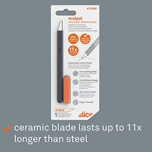 Load image into Gallery viewer, Slice 10568 Ceramic Scalpel, Thin Flat Handle, Finger Friendly Blade Never Rusts, Lasts 11x Longer Than Metal, Replaceable Blade, Safety Cap