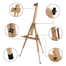 Load image into Gallery viewer, T-SIGN Wood Painting Easel Stand, Portable Art Floor Tripod Beech Easel, Foldable Design, Adjustable Height 36.5 to 75.5 Inches, Adjustable Large Tray for Painting, Sketching, Display