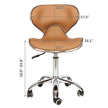 Load image into Gallery viewer, Mefeir Hydraulic Rolling Salon Stool Padded with Back Rest, Modern Cushion Drafting Chair on Wheels for Office Home Kitchen Counter, Height Adjustable Swivel Barstool, PVC Leather