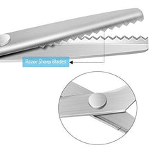 Load image into Gallery viewer, Pinking Shears, Zig Zag Scissors, Soft Rubber Grips, Ultra-Sharp, Professional Serrated Scissors for Sewing, Craft, Dressmaking, Great for Many Kinds of Fabrics and Paper, 9 Inch, Dark Blue+Red