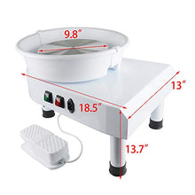 Load image into Gallery viewer, Shikha Electric Pottery Wheel Pottery Forming Machine 25CM 9.8" Ceramic Machine with Detachable Basin for DIY Ceramic Work Art Clay with Clay Sculpting Tools, Foot Pedal(250W/110V) (White)