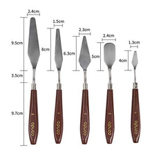 Load image into Gallery viewer, CONDA Palette Knife Painting Stainless Steel Spatula Palette Knife Oil Paint Metal Knives Wood Handle (Red 5 Piece)