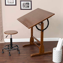 Load image into Gallery viewer, Studio Designs Vintage Wood Drafting Table with 36" x 24" Adjustable Top in Rustic Oak