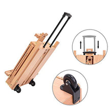Load image into Gallery viewer, ShowMaven French Style Wheeled Wooden Art Easel with Sketch Box,Portable Travel Drawing Artist Tripod w/Storage Drawer Case,Triangular Floor Stand,Collapsible Folding Outdoor,Oil Painting Painters