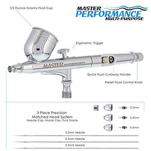 Load image into Gallery viewer, Master Airbrush Master Performance G233 Pro Set with 3 Nozzle Sets (0.2, 0.3 & 0.5mm Needles, Fluid Tips and Air Caps) and Air Hose - Dual-Action Gravity Feed Airbrush with 1/3 oz Cup, Cutaway Handle
