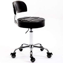Load image into Gallery viewer, CoVibrant Lockable Stool with Back Ergonomic Rolling Hydraulic Adjustable for Doctor Esthetician Artist Work Small Office Desk (Black Back)
