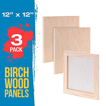 Load image into Gallery viewer, U.S. Art Supply 12" x 12" Birch Wood Paint Pouring Panel Boards, Studio 3/4" Deep Cradle (Pack of 3) - Artist Wooden Wall Canvases - Painting Mixed-Media Craft, Acrylic, Oil, Watercolor, Encaustic