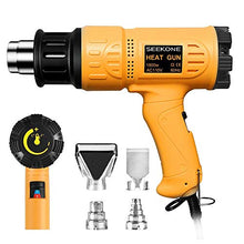 Load image into Gallery viewer, SEEKONE Heat Gun 1800W Heavy Duty Hot Air Gun Kit Variable Temperature Control with 2-Temp Settings 4 Nozzles 122℉~1202℉(50℃- 650℃)with Overload Protection for Crafts, Shrinking PVC, Stripping Paint