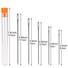 Load image into Gallery viewer, 5 PCS Long Sewing Needles - 5 Size Large Eye Stitching Needles with Needle Storage Tube, 3.5inch to 6.8inch Hand Sewing Needles for Sewing Act Crafts, Upholster