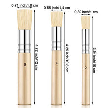 Load image into Gallery viewer, Outus 6 Pieces Wooden Stencil Brushes Pure Natural Stencil Brushes Painting Bristle Brushes for Acrylic Oil Watercolor Art Painting Stencil Project DIY Crafts, 3 Sizes