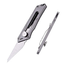 Load image into Gallery viewer, TACRAY Titanium Utility Knife, a Multi-Functional Box Cutter with Retractable and Replaceable Blade, Clip Knife for Daily Cutting Tasks