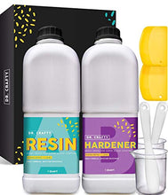 Load image into Gallery viewer, DR CRAFTY Clear Epoxy Resin Crystal Clear Art Resin Epoxy Clear 2 Part Epoxy Casting Resin Kit 2 Quart Countertop Epoxy Wood Epoxy Resin Kit with Bonus Measuring Cups, Plastic Spreader and Sticks