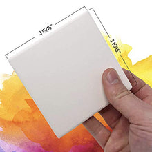 Load image into Gallery viewer, Ceramic Tiles for Crafts Coasters,12 Ceramic White Tiles Unglazed 4x4 with Cork Backing Pads, Use with Alcohol Ink or Acrylic Pouring, DIY Make Your Own Coasters, Mosaics, Painting Projects, Decoupage