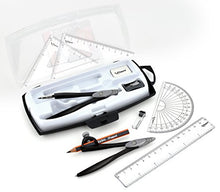 Load image into Gallery viewer, Maped Study Geometry 10 Piece Set, Includes 2 Metal Study Compasses, 2 Triangles, 6" Ruler, 4" Protractor, Pencil for Compass, Pencil Sharpener, Eraser, Lead Refill (897010)